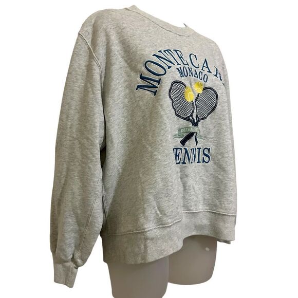 Abercrombie Monte Carlo Tennis Club Relaxed Lounge Vintage Inspired Crew Sweater - Picture 2 of 5